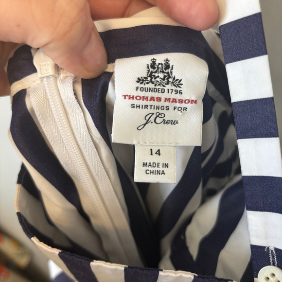 J. Crew Thomas Mason Women's Striped Apron Dress Navy & White SZ 14 - Picture 10 of 11
